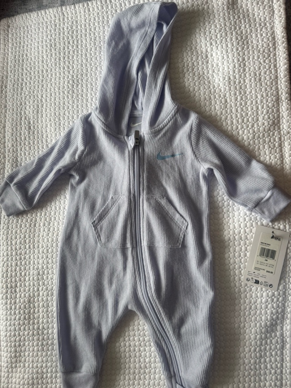 Nike Infant Hooded One-Piece in Pale Lavender Blue